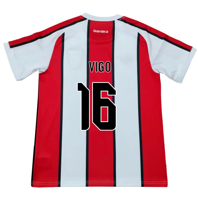 Danxen Bambino Maglia Alex Vigo #16 Bianco Rosso Nero Kit Gara Away 2026/27 Maglietta
