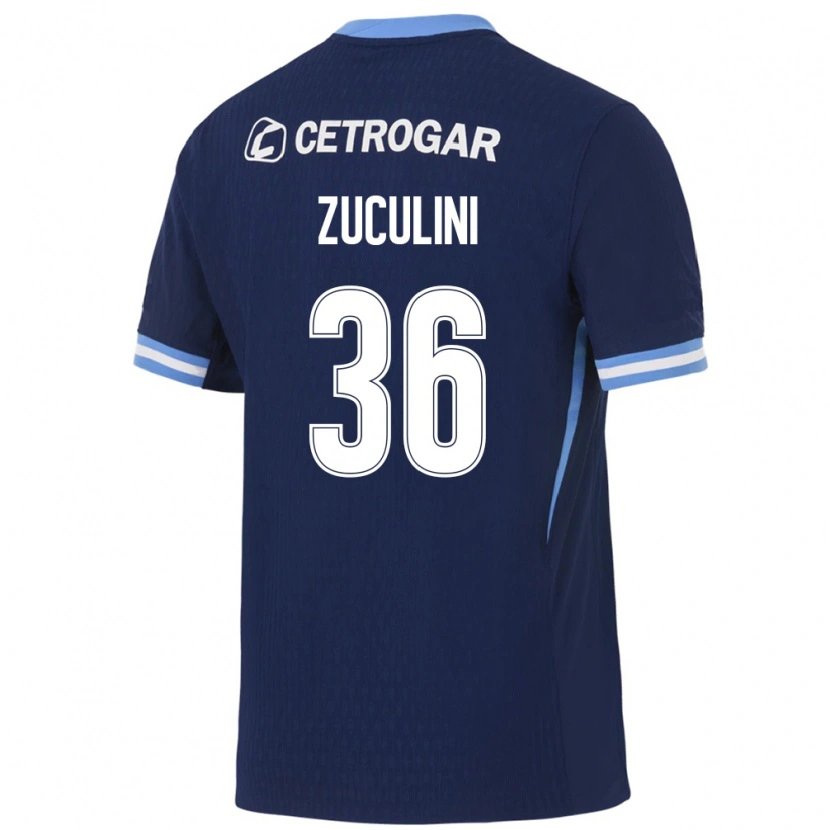 Danxen Bambino Maglia Bruno Zuculini #36 Blu Reale Azzurro Chiaro Bianco Kit Gara Away 2026/27 Maglietta