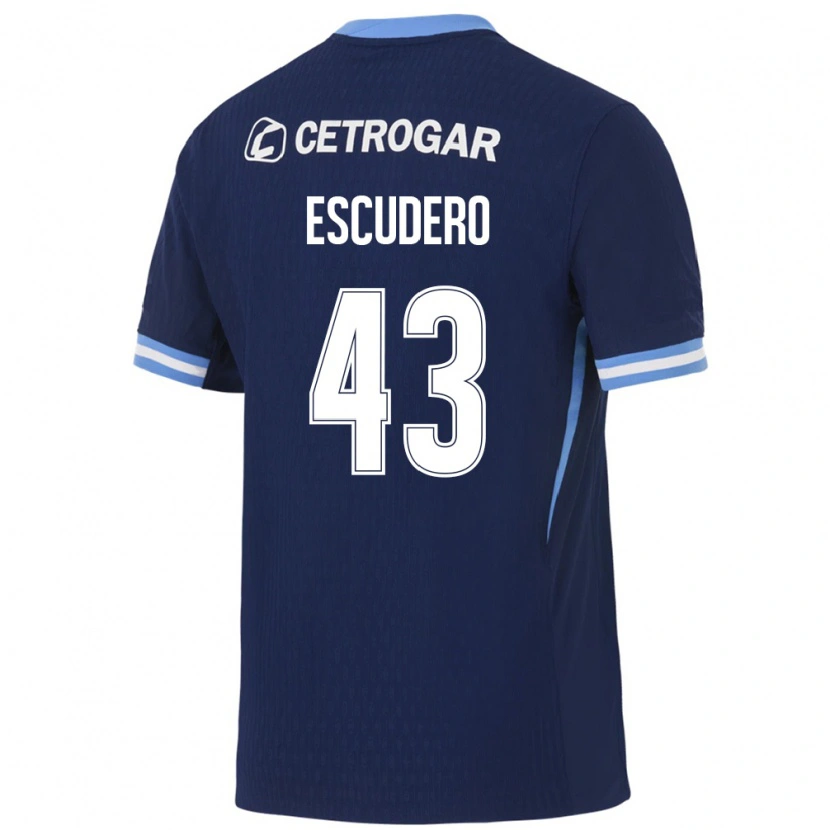 Danxen Bambino Maglia Gonzalo Escudero #43 Blu Reale Azzurro Chiaro Bianco Kit Gara Away 2026/27 Maglietta