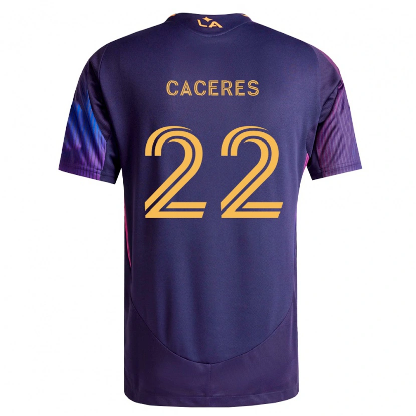 Danxen Bambino Maglia Martín Cáceres #22 Viola Scuro Giallo Kit Gara Away 2026/27 Maglietta