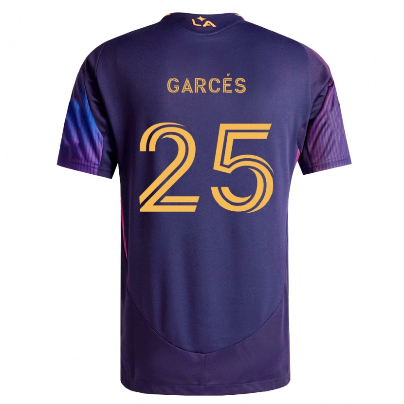 Danxen Bambino Maglia Carlos Garcés #25 Viola Scuro Giallo Kit Gara Away 2026/27 Maglietta