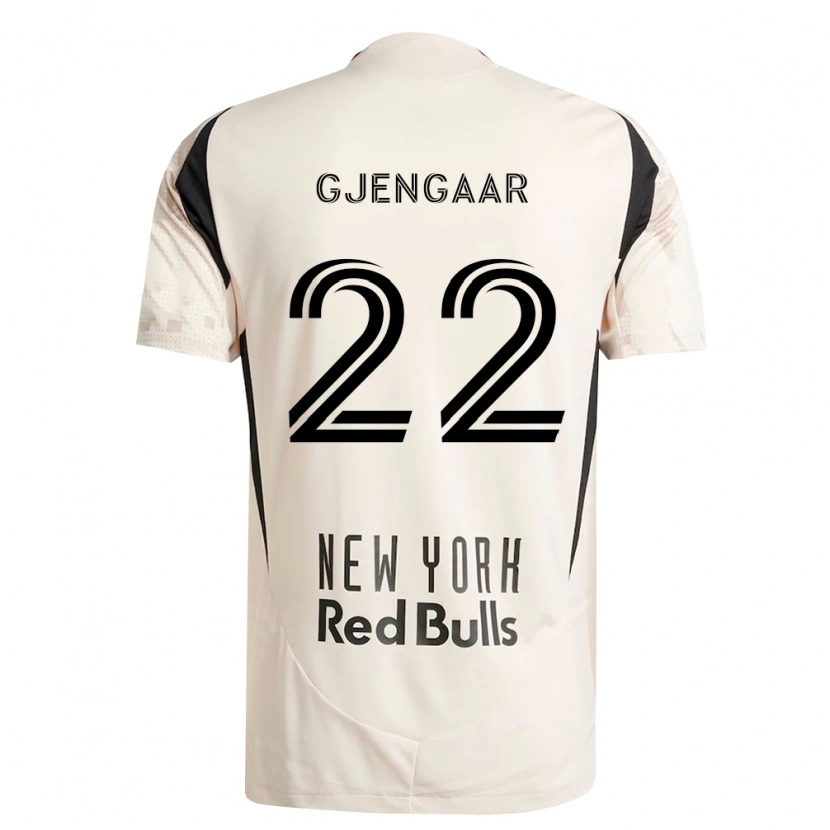 Danxen Bambino Maglia Dennis Gjengaar #22 Bianco Sporco Rosso Nero Kit Gara Away 2026/27 Maglietta