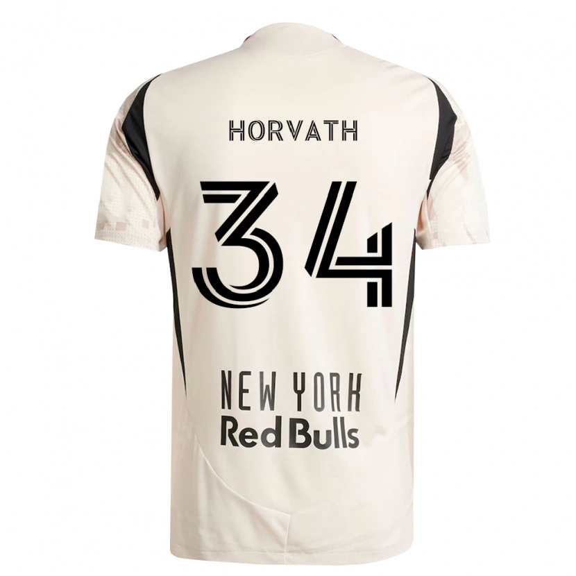 Danxen Bambino Maglia Ethan Horvath #34 Bianco Sporco Rosso Nero Kit Gara Away 2026/27 Maglietta