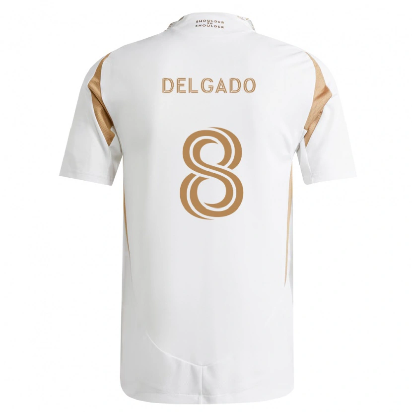 Danxen Bambino Maglia Mark Delgado #8 Bianco Marrone Kit Gara Away 2026/27 Maglietta