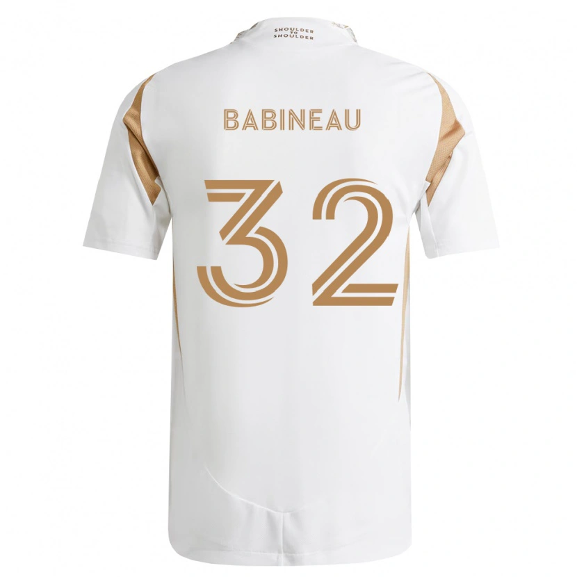 Danxen Bambino Maglia Travis Babineau #32 Bianco Marrone Kit Gara Away 2026/27 Maglietta