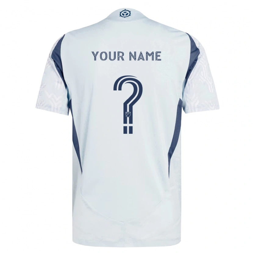 Danxen Bambino Maglia Il Tuo Nome #0 Grigio Bianco Kit Gara Away 2026/27 Maglietta
