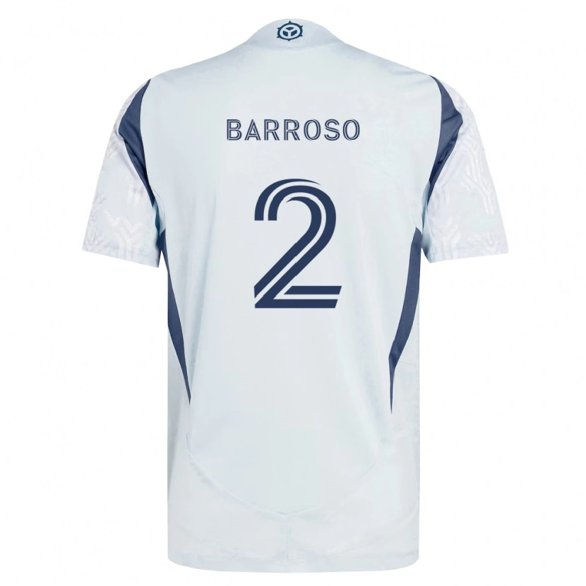 Danxen Bambino Maglia Leonardo Barroso #2 Grigio Bianco Kit Gara Away 2026/27 Maglietta