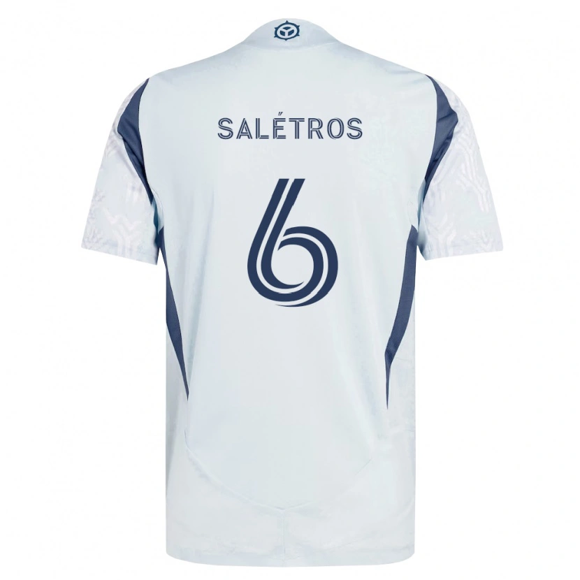 Danxen Bambino Maglia Anton Salétros #6 Grigio Bianco Kit Gara Away 2026/27 Maglietta