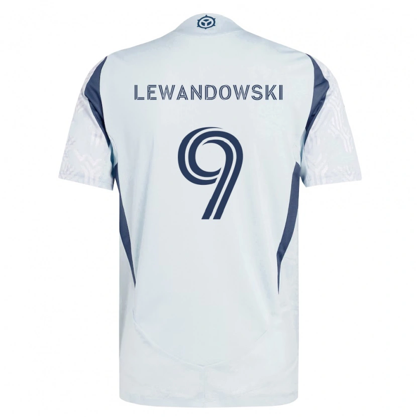 Danxen Bambino Maglia Robert Lewandowski #9 Grigio Bianco Kit Gara Away 2026/27 Maglietta