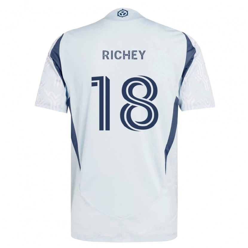 Danxen Bambino Maglia Spencer Richey #18 Grigio Bianco Kit Gara Away 2026/27 Maglietta