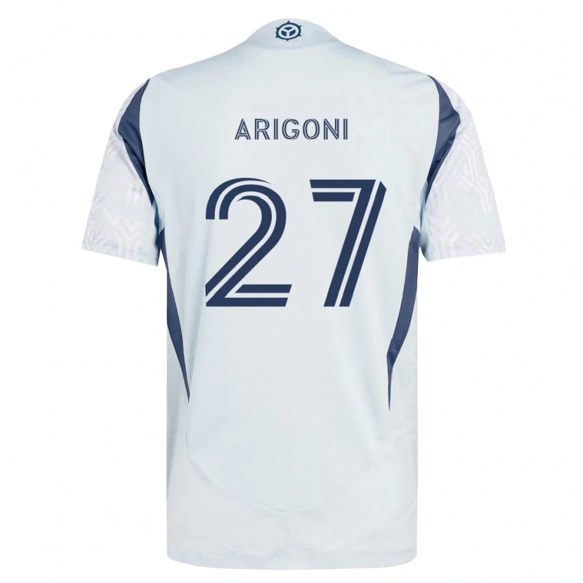Danxen Bambino Maglia Allan Arigoni #27 Grigio Bianco Kit Gara Away 2026/27 Maglietta