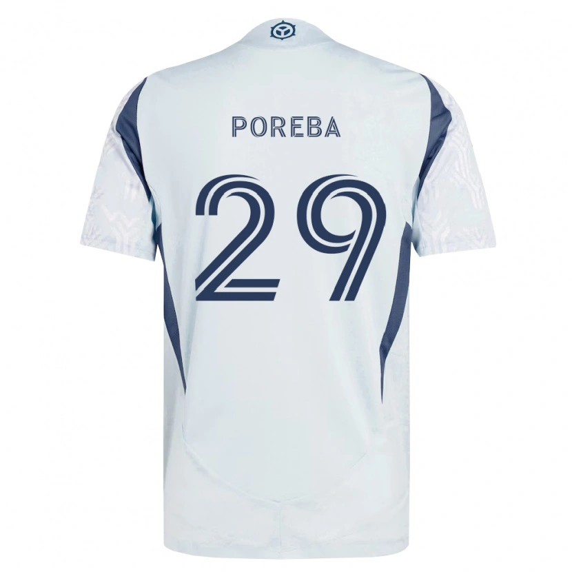 Danxen Bambino Maglia David Poreba #29 Grigio Bianco Kit Gara Away 2026/27 Maglietta