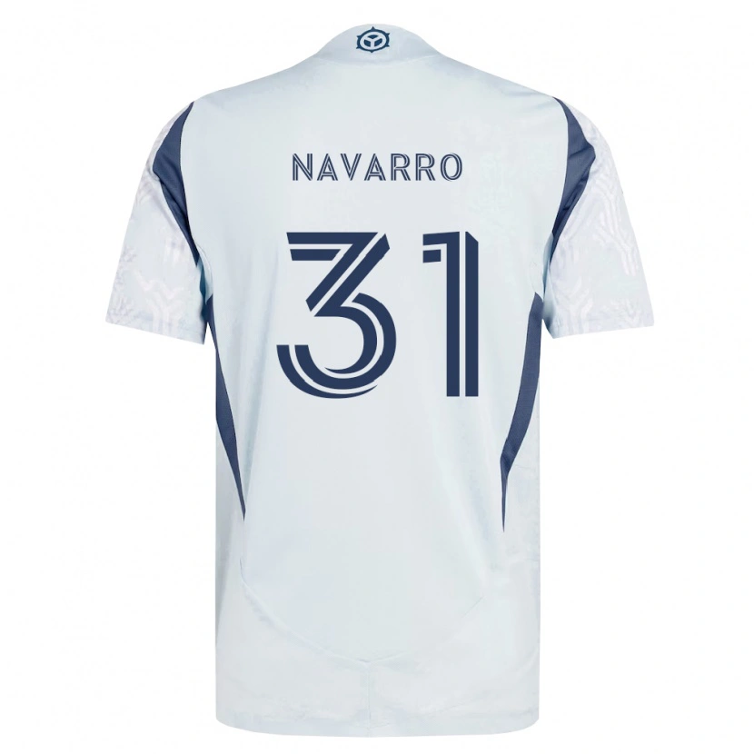 Danxen Bambino Maglia Federico Navarro #31 Grigio Bianco Kit Gara Away 2026/27 Maglietta