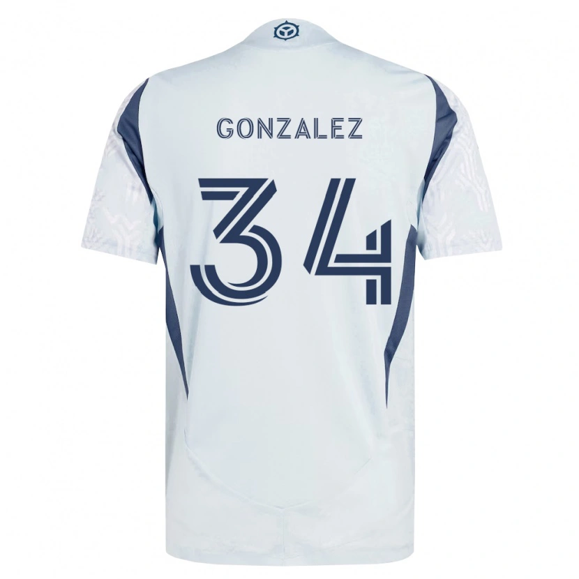 Danxen Bambino Maglia Omar González #34 Grigio Bianco Kit Gara Away 2026/27 Maglietta