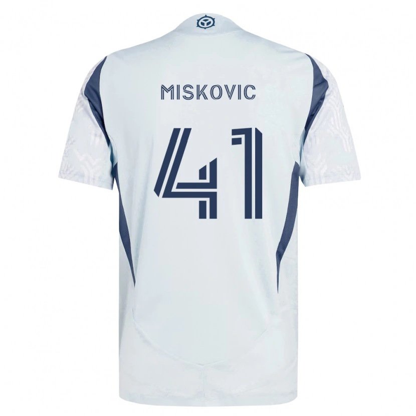 Danxen Bambino Maglia Mihajlo Miskovic #41 Grigio Bianco Kit Gara Away 2026/27 Maglietta