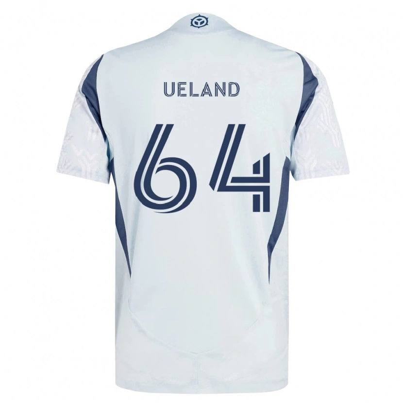 Danxen Bambino Maglia Andreas Ueland #64 Grigio Bianco Kit Gara Away 2026/27 Maglietta