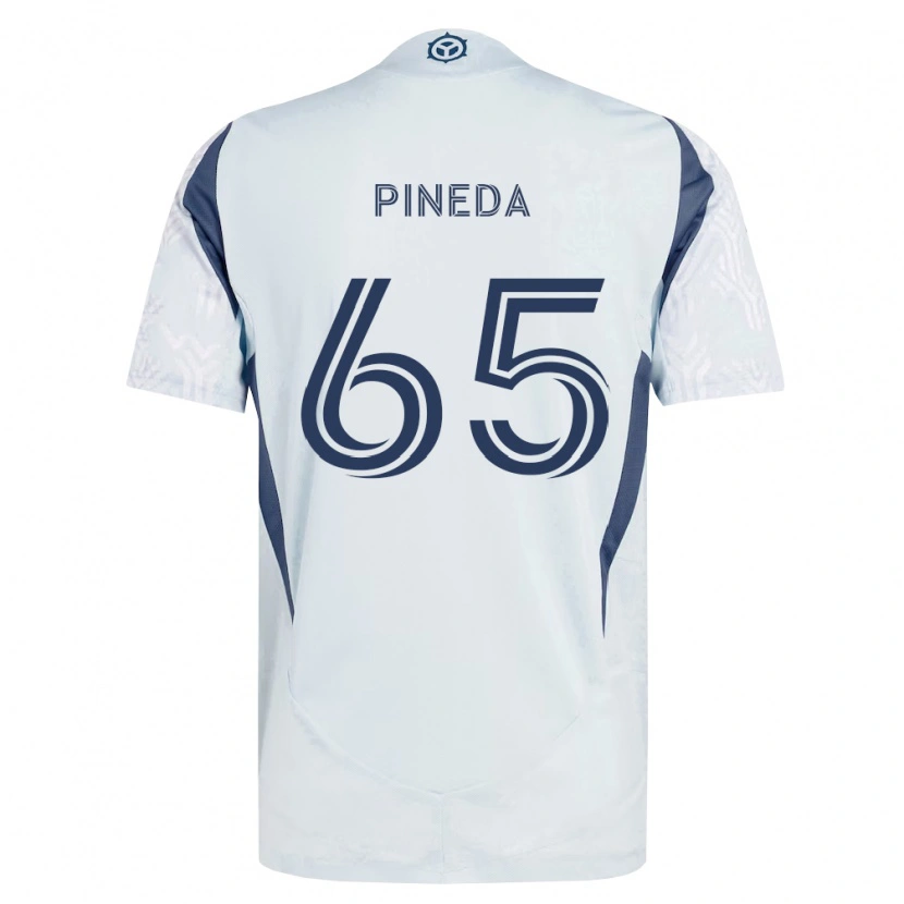 Danxen Bambino Maglia Oscar Pineda #65 Grigio Bianco Kit Gara Away 2026/27 Maglietta