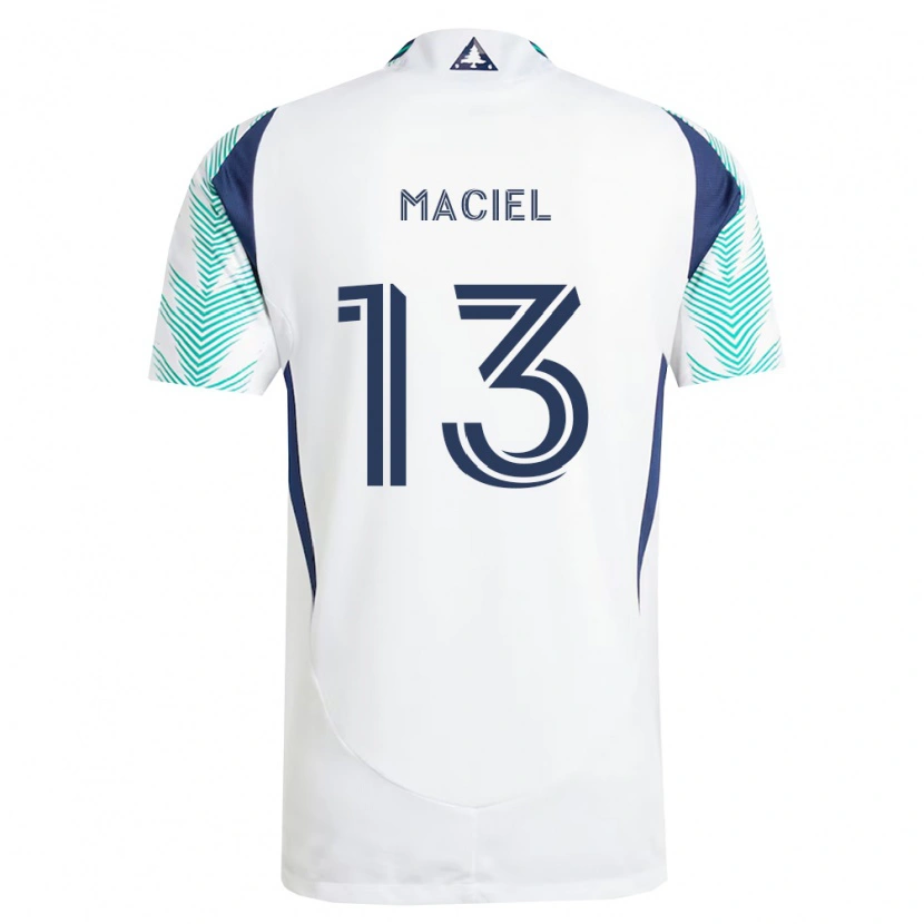 Danxen Bambino Maglia Maciel #13 Bianco Blu Navy Verde Chiaro Kit Gara Away 2026/27 Maglietta