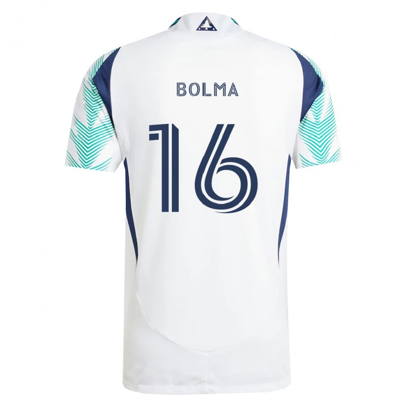 Danxen Bambino Maglia Josh Bolma #16 Bianco Blu Navy Verde Chiaro Kit Gara Away 2026/27 Maglietta