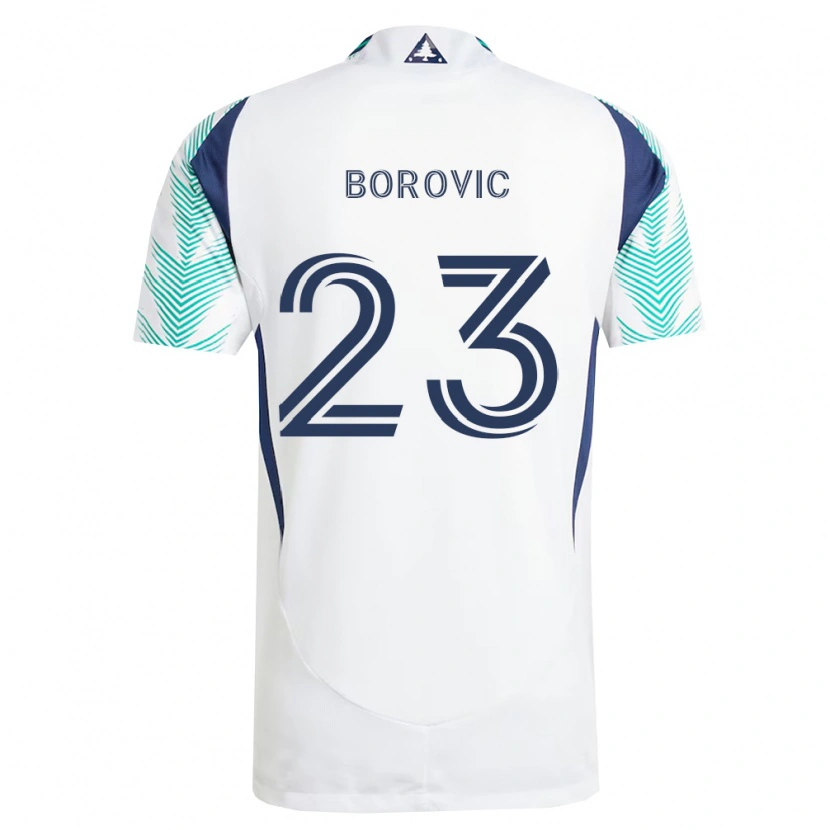 Danxen Bambino Maglia Luka Borovic #23 Bianco Blu Navy Verde Chiaro Kit Gara Away 2026/27 Maglietta