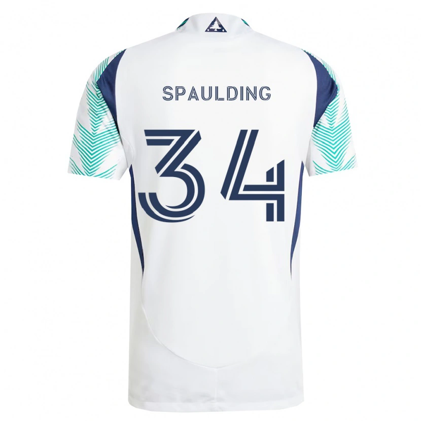 Danxen Bambino Maglia Ryan Spaulding #34 Bianco Blu Navy Verde Chiaro Kit Gara Away 2026/27 Maglietta