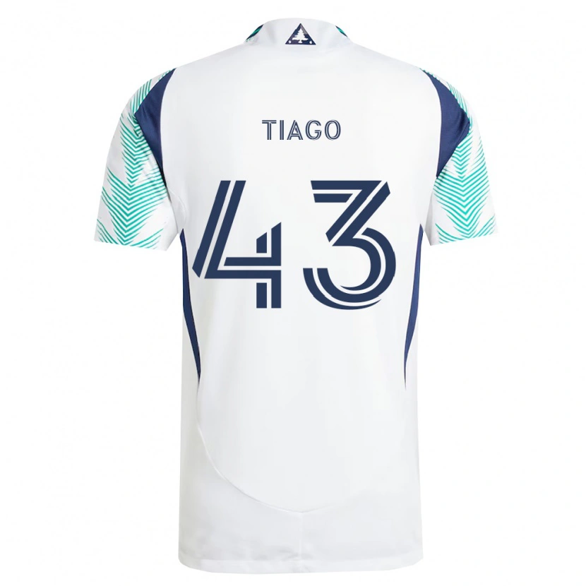 Danxen Bambino Maglia Santiago Suárez #43 Bianco Blu Navy Verde Chiaro Kit Gara Away 2026/27 Maglietta
