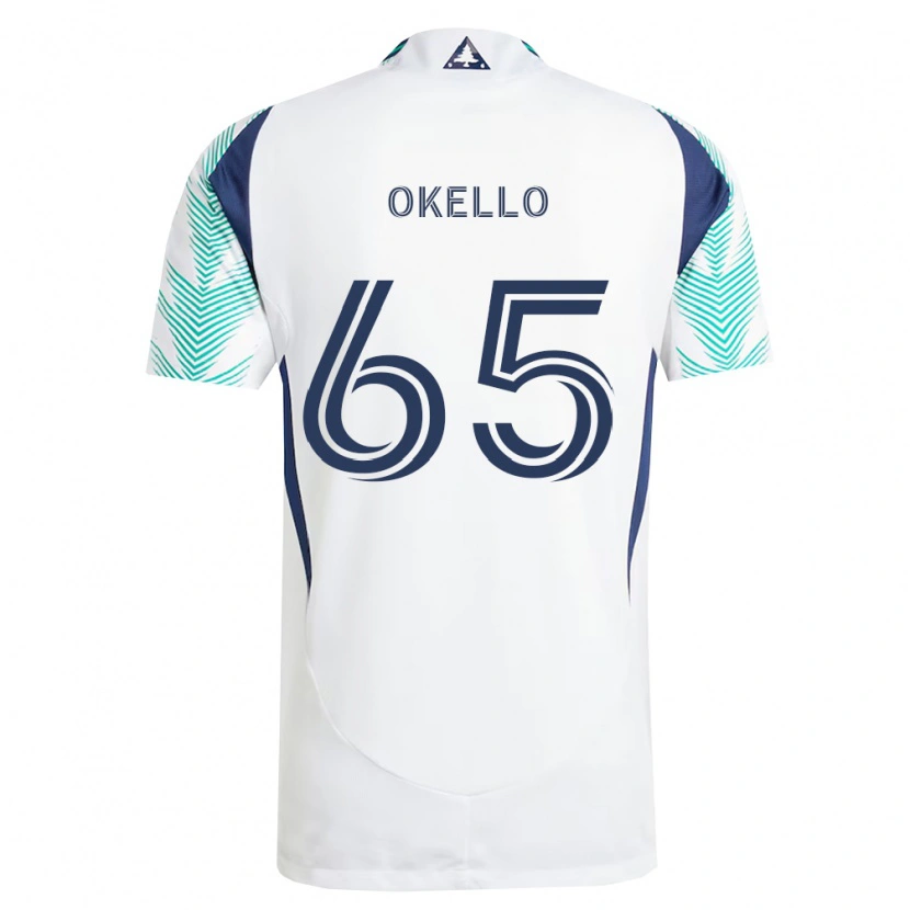 Danxen Bambino Maglia Noble Okello #65 Bianco Blu Navy Verde Chiaro Kit Gara Away 2026/27 Maglietta