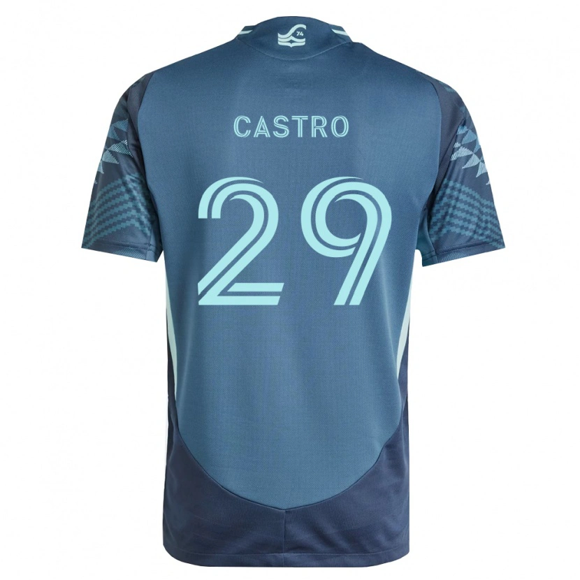 Danxen Bambino Maglia Jacob Castro #29 Blu Navy Verde Kit Gara Away 2026/27 Maglietta