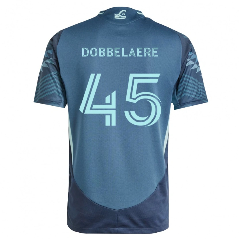 Danxen Bambino Maglia Ethan Dobbelaere #45 Blu Navy Verde Kit Gara Away 2026/27 Maglietta