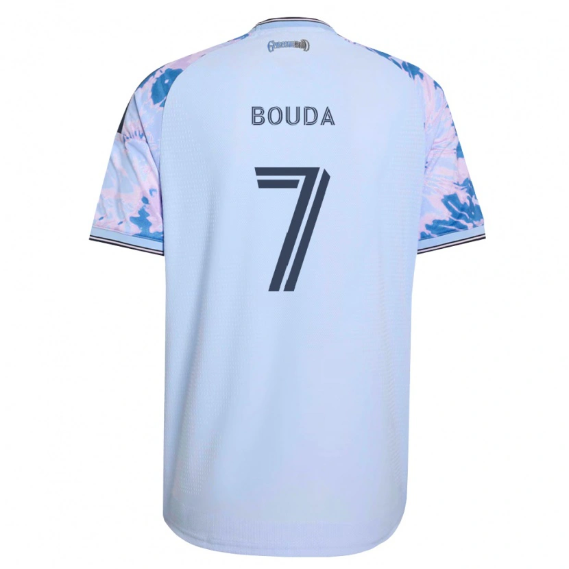 Danxen Bambino Maglia Ousseni Bouda #7 Blu Reale Bianco Nero Kit Gara Away 2026/27 Maglietta