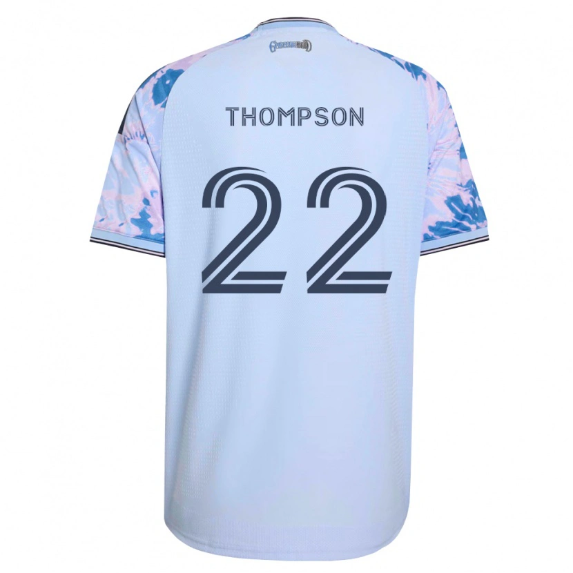 Danxen Bambino Maglia Tommy Thompson #22 Blu Reale Bianco Nero Kit Gara Away 2026/27 Maglietta