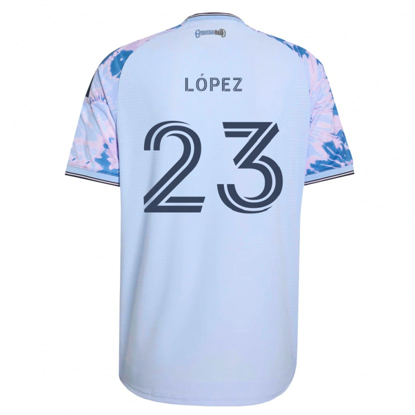 Danxen Bambino Maglia Hernán López #23 Blu Reale Bianco Nero Kit Gara Away 2026/27 Maglietta