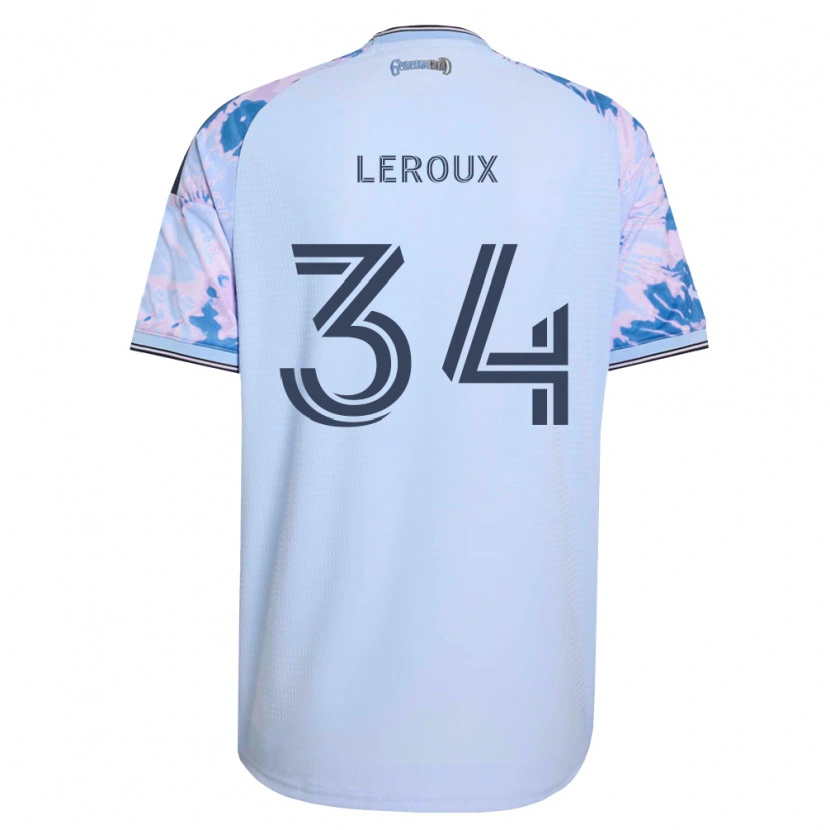 Danxen Bambino Maglia Beau Leroux #34 Blu Reale Bianco Nero Kit Gara Away 2026/27 Maglietta