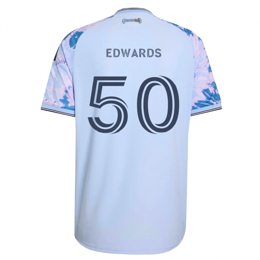 Danxen Bambino Maglia Aaron Edwards #50 Blu Reale Bianco Nero Kit Gara Away 2026/27 Maglietta