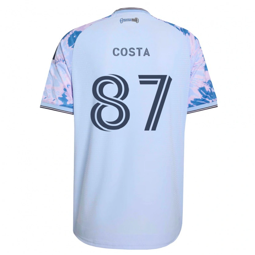 Danxen Bambino Maglia Vítor Costa #87 Blu Reale Bianco Nero Kit Gara Away 2026/27 Maglietta
