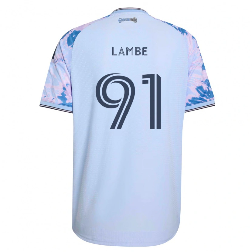 Danxen Bambino Maglia Connor Lambe #91 Blu Reale Bianco Nero Kit Gara Away 2026/27 Maglietta