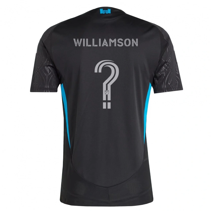 Danxen Bambino Maglia Eryk Williamson #0 Nero Bianco Azzurro Kit Gara Away 2026/27 Maglietta
