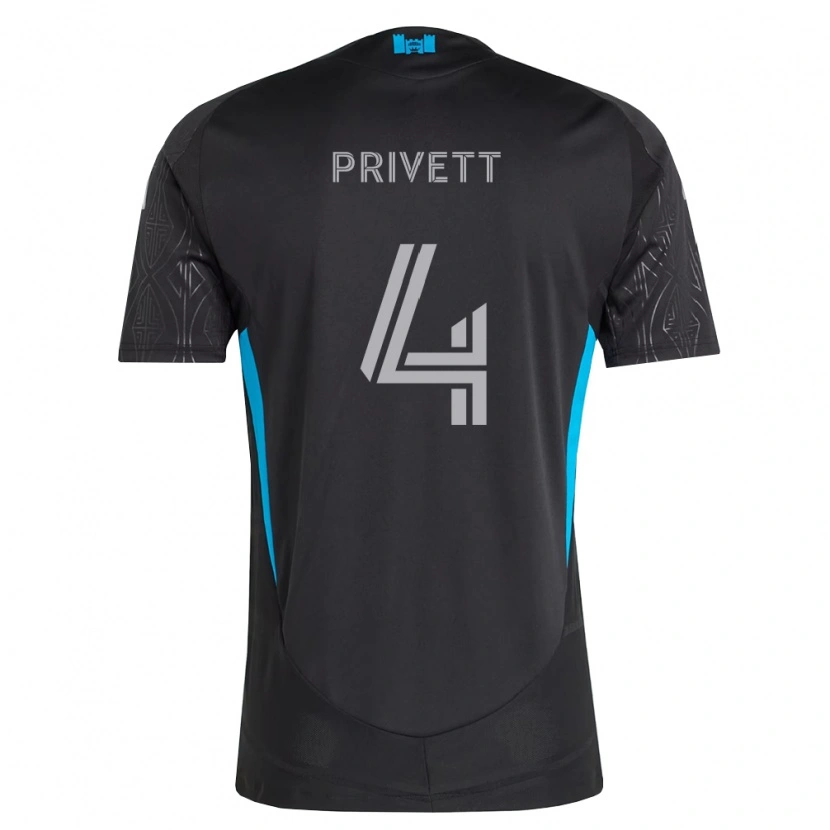 Danxen Bambino Maglia Andrew Privett #4 Nero Bianco Azzurro Kit Gara Away 2026/27 Maglietta