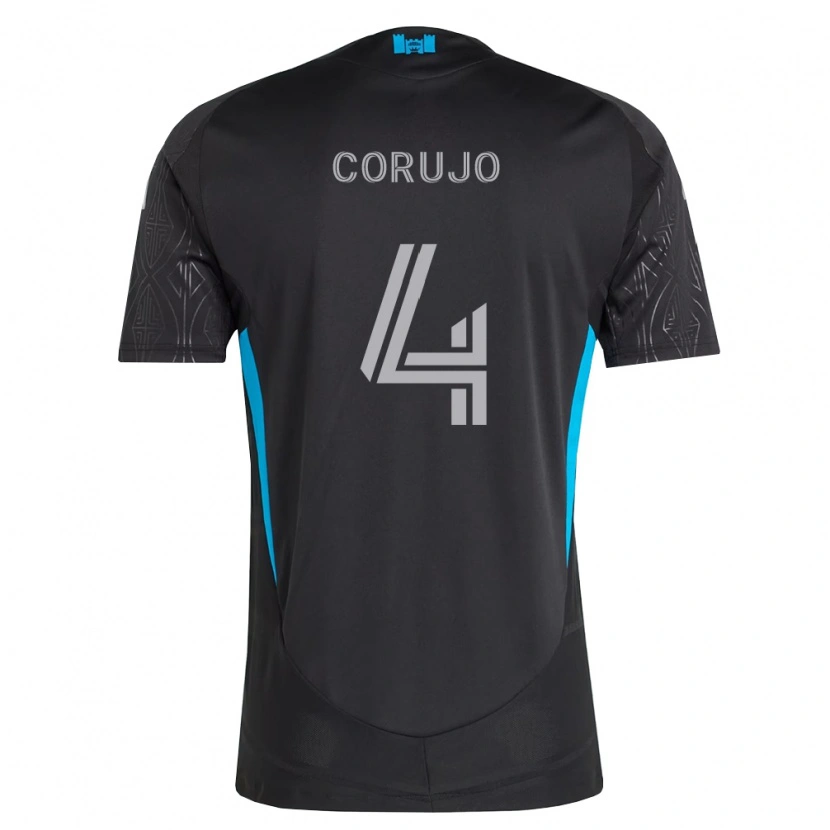 Danxen Bambino Maglia Guzmán Corujo #4 Nero Bianco Azzurro Kit Gara Away 2026/27 Maglietta
