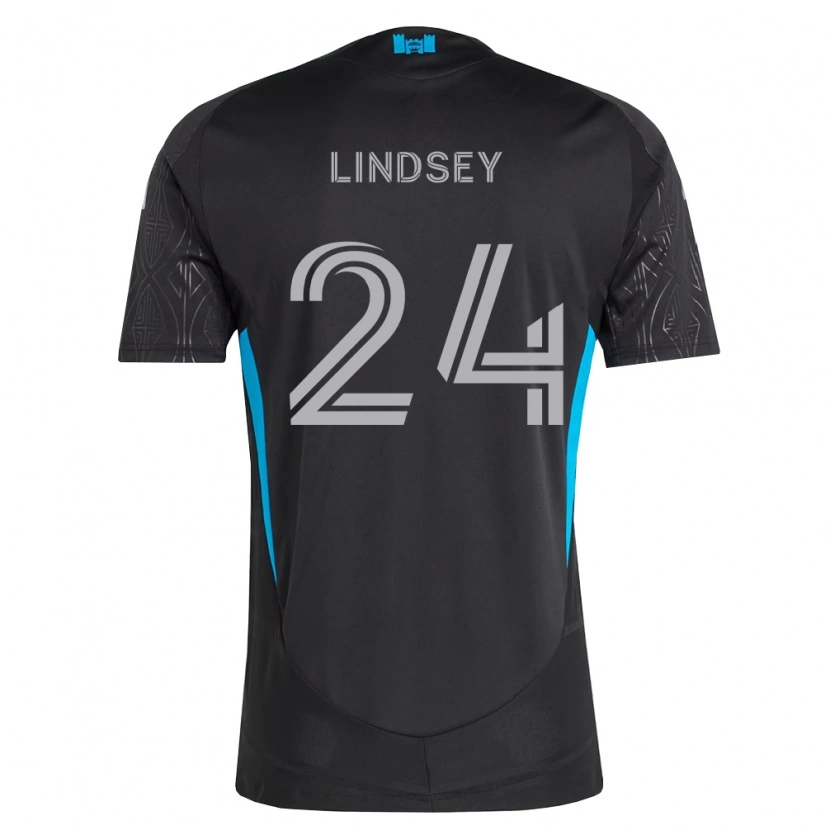 Danxen Bambino Maglia Jaylin Lindsey #24 Nero Bianco Azzurro Kit Gara Away 2026/27 Maglietta