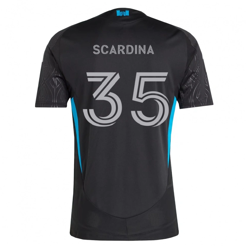 Danxen Bambino Maglia Nick Scardina #35 Nero Bianco Azzurro Kit Gara Away 2026/27 Maglietta