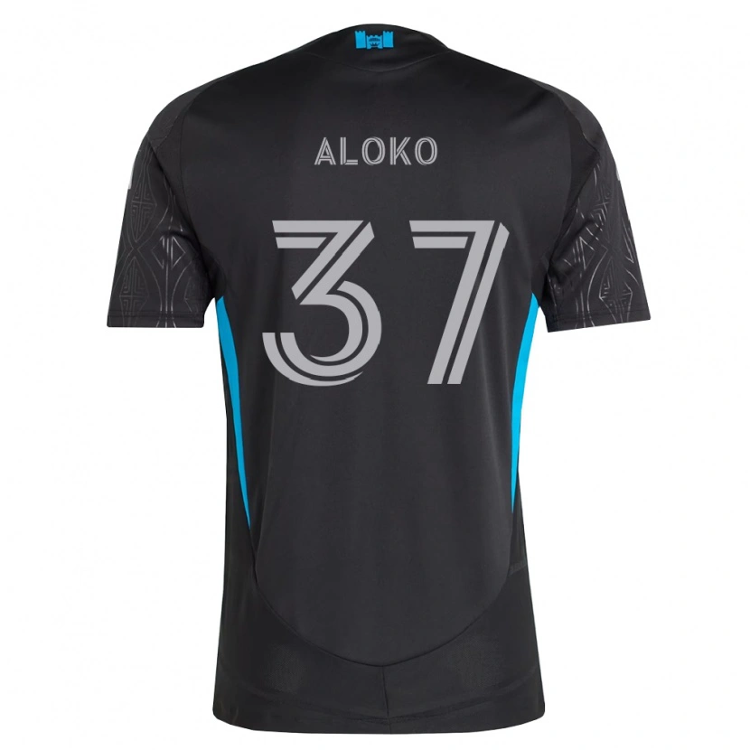 Danxen Bambino Maglia Rodolfo Aloko #37 Nero Bianco Azzurro Kit Gara Away 2026/27 Maglietta