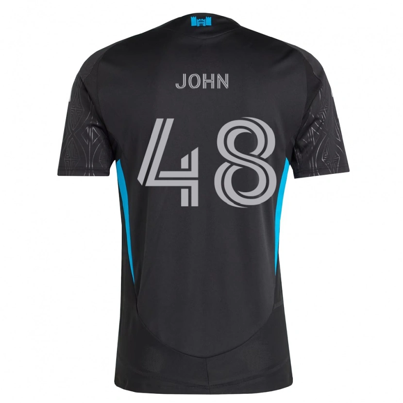 Danxen Bambino Maglia Aron John #48 Nero Bianco Azzurro Kit Gara Away 2026/27 Maglietta