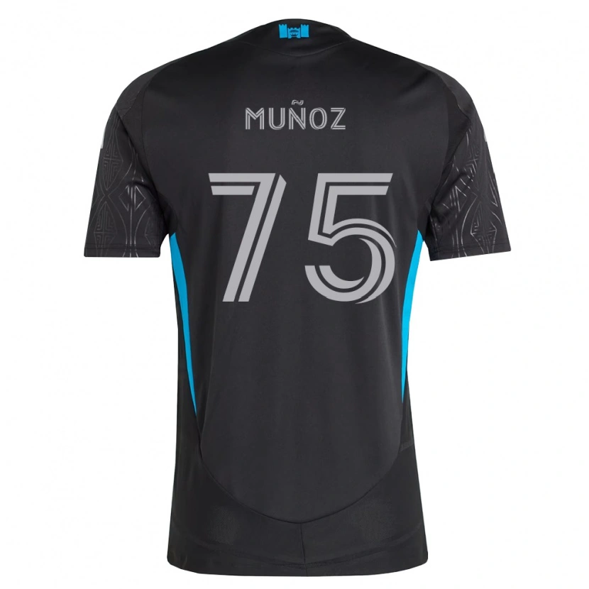 Danxen Bambino Maglia Jeremiah Muñoz #75 Nero Bianco Azzurro Kit Gara Away 2026/27 Maglietta