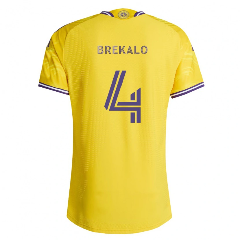 Danxen Bambino Maglia David Brekalo #4 Viola Giallo Kit Gara Away 2026/27 Maglietta