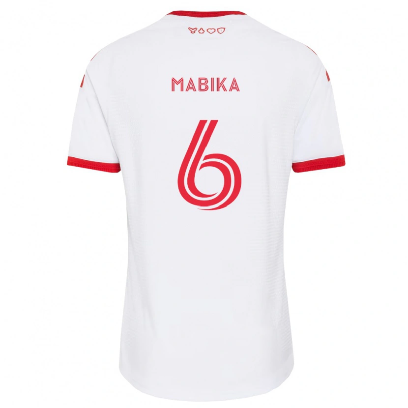Danxen Bambino Maglia Aimé Mabika #6 Bianco Rosso Nero Kit Gara Away 2026/27 Maglietta