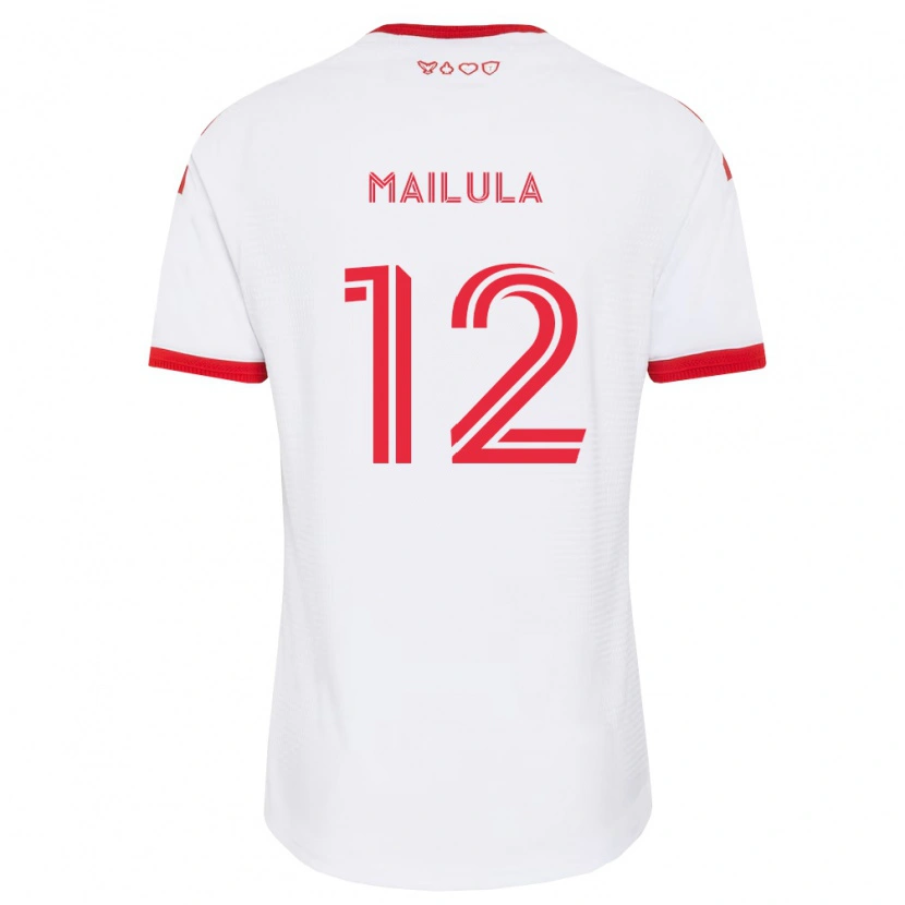 Danxen Bambino Maglia Cassius Mailula #12 Bianco Rosso Nero Kit Gara Away 2026/27 Maglietta