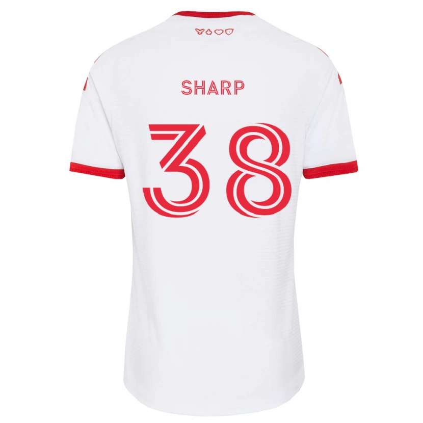 Danxen Bambino Maglia Charlie Sharp #38 Bianco Rosso Nero Kit Gara Away 2026/27 Maglietta