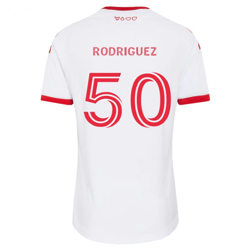 Danxen Bambino Maglia Abraham Rodriguez #50 Bianco Rosso Nero Kit Gara Away 2026/27 Maglietta