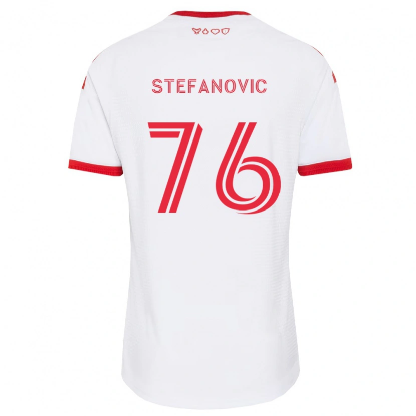 Danxen Bambino Maglia Lazar Stefanović #76 Bianco Rosso Nero Kit Gara Away 2026/27 Maglietta
